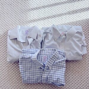 Brooks Brothers Checkered Long Sleeve Shirts- Set of 3, Size 17.5x35